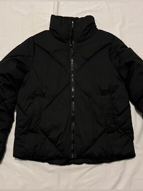 Stylus Black Quilted Puffer Coat Jacket - Size S